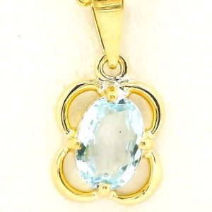 Dije Moderno Topacio Azul Oval Oro 18k