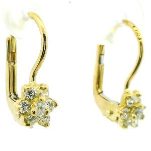 Par De Aros Modernos Flores Cubic Oro 18k Pendientes