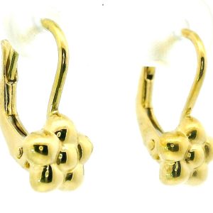 Par De Aros Pendientes Flores Oro 18k Macizos