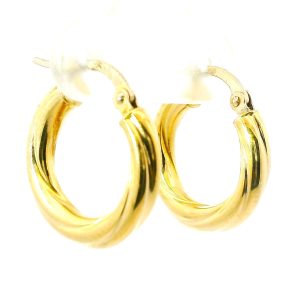 Par De Aros Argollas Modernas Roscadas Oro 18k 15 Mm Diam.