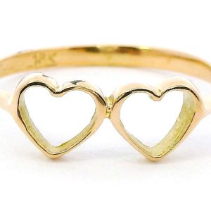 Anillo Tu Y Yo 2 Corazones Oro 18k Rojo