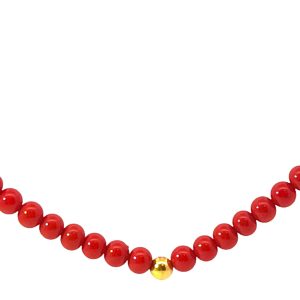 Collar Perlas De Coral Y Oro 18k 4 Mm