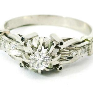 Anillo Solitario Antiguo Platino 950 Brillantes 0,20 Ct