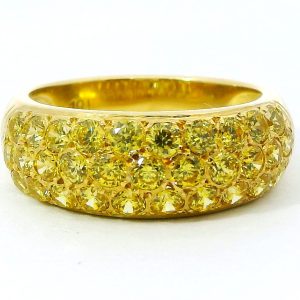 Anillo Moderno Oro 18k Pave Topacios Amarillos