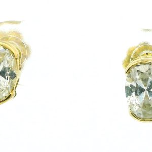 Par De Aros Modernos Oro 18k Cubic Ovales Facetados