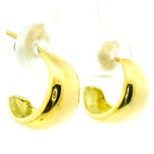 Par De Aros Modernos Media Argollas Oro 18k Macizos