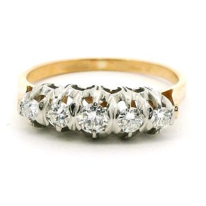 Anillo Cintillo Antiguo Oro 18 Platino Brillantes 0,55 Cts