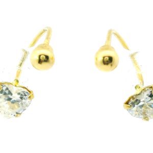 Par De Aros Pendientes Modernos Oro 18k Cubic Corazon