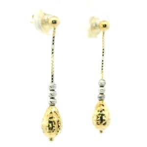 Par De Aros Pendientes Modernos Oro 18k Combinados