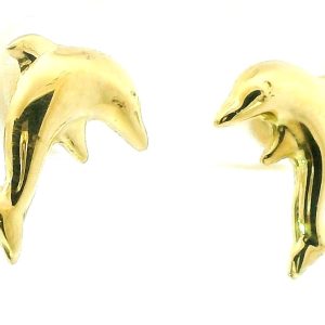 Par De Aros Delfines Modernos Oro 18k Macizos