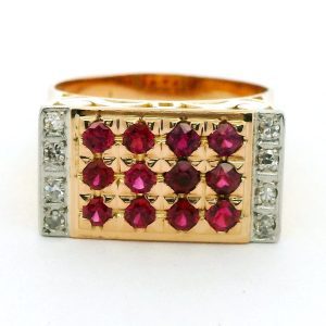 Anillo Chevallier Oro 18k Brillantes Y Rubies