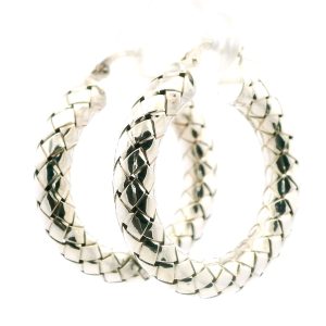 Par De Aros Argollas Trenzadas Plata 925 30mm