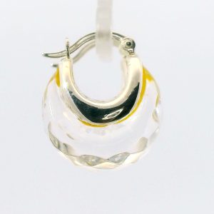 Par De Aros Pendientes Plata 925 Cristal De Roca Tallada