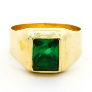 Anillo Solitario Moderno Oro 18k Esmerlda Rectangular 5cts
