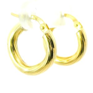 Par De Aros Argollas Modernas Oro 18k Rayadas 15 Mm