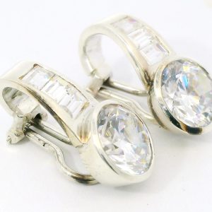 Par De Aros Modernos Plata 925 Cubics Enormes 5cts