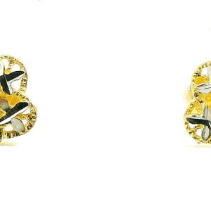 Par De Aros Flores Facetados Oro 18k Macizo