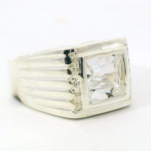 Anillo Solitario Plata 925 Cubic Talle Esmeralda 3cts