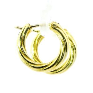 Par De Aros Argollas Roscadas Oro 18k 15 Mm Diam. 1,6 Gr