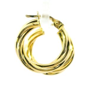 Par De Aros Argollas Roscadas Oro 18k 18 Mm Diam. 1,4 Gr