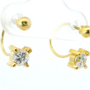 Par De Aros Modernos Pendientes Oro 18 K Cubic 0,25 Ct