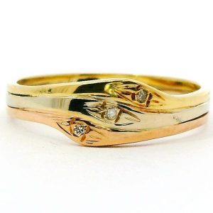Anillo Antiguo Oro 18k 3 Colores Brillantes Macizo
