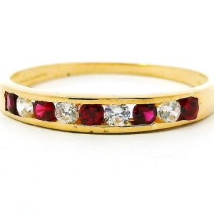 Anillo Moderno Medio Sinfin Oro 18k Cubic Y Rubi