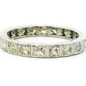 Anillo Sinfin Antiguo Grabado Platino 950 Brillantes 1 Ct