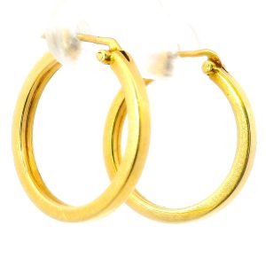 Par De Aros Argollas Modernas Oro 18k 22 Mm Borde Chato