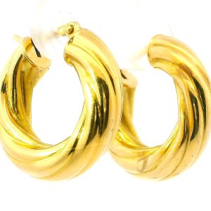 Par De Aros Argollas Roscadas Oro 18k 20 Mm
