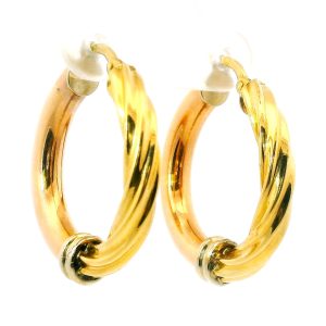Par De Aros Argollas Modernas Oro 18k Combinadas Roscadas