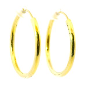 Par De Aros Argollas Lisas Oro 18k 31 Mm