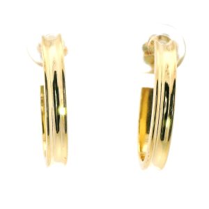 Par De Aros Modernos Media Argollas De Diseño Oro 18k