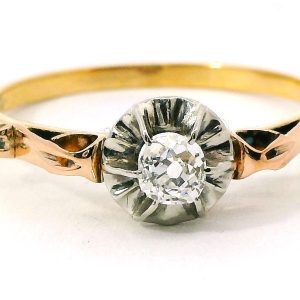 Anillo Antiguo Solitario Oro 18k Platino Brillante 0,20 Ct