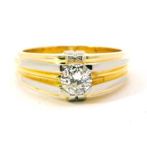 Anillo Solitario Unisex Oro 18k Platino Brillante 0,60 Ct