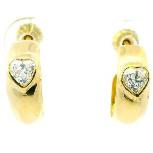 Par De Aros Media Argollas Con Corazon Oro 18k