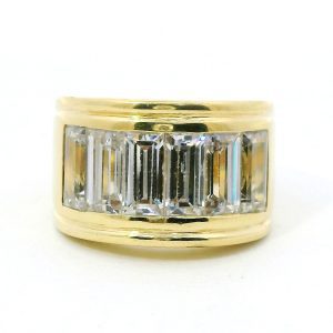 Anillo Moderno Medio Sinfin Baguette Cubic Oro 18k