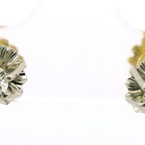 Par De Aros Solitario Oro 18k Platino 950 Brillantes 0,30 Ct