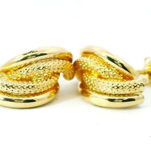 Par De Aros Modernos Trabajados Oro 18k