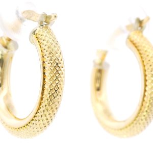 Par De Aros Argollas Oro Trabajadas 17mm Diametro