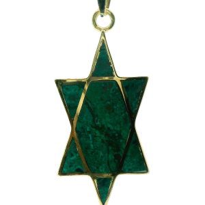 Dije Estrella De David Oro 18k Malaquita