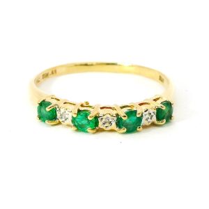 Anillo Moderno Medio Sinfin Oro Brillantes Y Esmeraldas