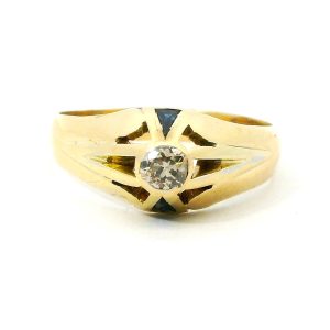 Anillo Solitario Unisex Oro 18k Brillante 0,30 Ct Zafiro