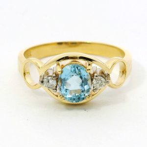Anillo De Oro 18k Agua Marina H. Stern