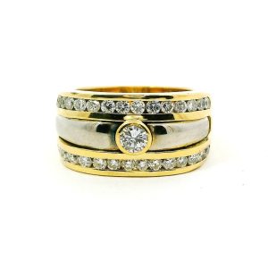 Anillo Moderno 1 Kilate Brillantes Oro 18k Macizo